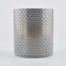 China Matte Gray Ceramic Candle Vessels With Custom Pattern manufacturer