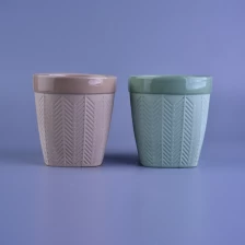 中国 现有2个颜色的哑光树叶条纹，内部上釉陶瓷烛台 制造商