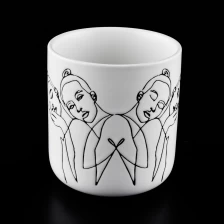 China matte white ceramic candle jars with custom artwork pengilang