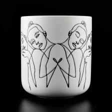 Cina Matte White Ceramic Candle Jar With Custom Pattern Logo produttore