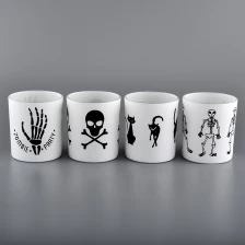 China Matte White Glass Candle Jar With Custom Logo Printing Hersteller