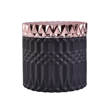 porcelana Tarro de vela de vidrio de color spray negro mate con hermosa tapa de oro rosa para la decoración del hogar fabricante