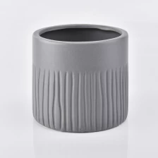 China Matte grey ceramic candle jar with tree pattern 500ml manufacturer