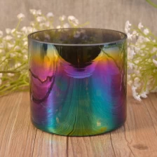 China Modern design gradient color ion plating glass candle holders manufacturer