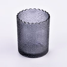 中国 モダンなフレグランス装飾煙灰色のパターンガラスキャンドルホルダー メーカー