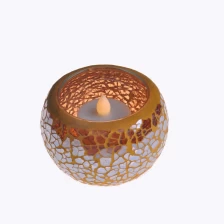 China Mosaic ceramic candle holder with LED light manufacturer