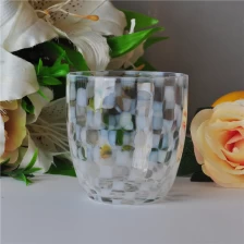 China Frasco de vidro transparente vela com padrão de quadrados de fundido boca fabricante