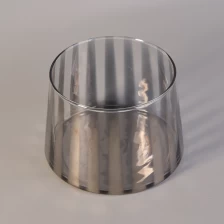 porcelana Boca de vidrio soplado envases para velas con color plateado fabricante