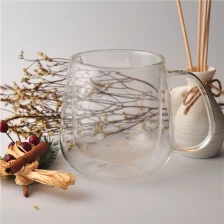 China copo de café de parede dupla de vidro soprado boca fabricante