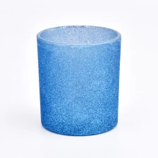 中国 新しい10オンスの青いガラスキャンドル容器フロスティキャンドルジャーサプライヤー メーカー