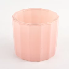 porcelana Nuevo jarro de vela de vidrio rosa de rayas verticales de 10 oz de ancho fabricante