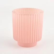 China Neues 4oz 6oz Streifen rosa Glaskerzenglas zur Dekoration Hersteller