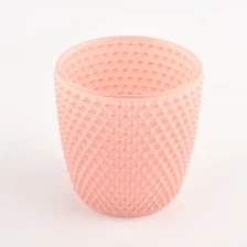 China New 8oz dot patterned pink glass candle vessel wholesale manufacturer