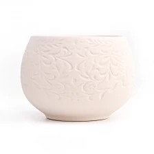 China New Arrival Ceramic Candle Container with emboss logo Wholesale manufacturer