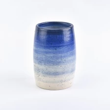中国 蓝白渐变色椭圆容器陶瓷烛台 制造商