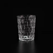 China Clear emboss pattern glass candle holder manufacturer