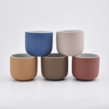 China New arrival sanding color ceramic candle jars wholesale pengilang