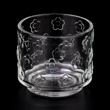 China New arrived 15oz glass candle jars flower pattern glass vessels supplier manufacturer