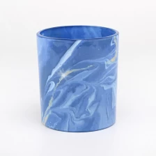 China New design 10oz blue painting glass candle jar manufacturer manufacturer