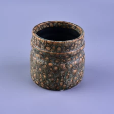 China New design color glazed canister dots ceramic candle jar manufacturer