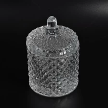 China New design high quality glass candle jar with lid manufacturer