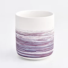 中国 新设计的紫色绘画陶瓷蜡烛容器用于家居装饰 制造商