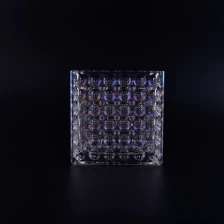 China New product crystal round dots square candle holder glass manufacturer