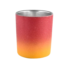 China New red gradient glass candle jars 300ml glass vessels pengilang