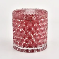 China New round glass candle vessels holders red jars with lids wholesale Hersteller