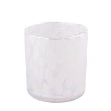 China New white glass candle jars with colored-plating effecting candle vessels manufacturer