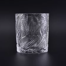 中国 新しくユニークなdebossed葉透明ガラスキャンドルは、マシンホルダー人気の卸売を作る メーカー