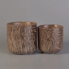 porcelana Recipiente para velas de cerámica impreso con grano de madera nuevo fabricante