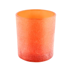 中国 バルクのろうそく用のガラスジャー付きオレンジガラスキャンドルジャーホーム使用 メーカー
