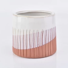 中国 橙色釉陶瓷空蜡烛罐500毫升 制造商
