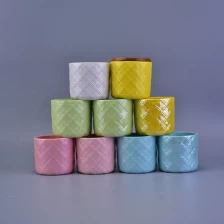 China Pearl Glaze Colorful Cylinder Ceramic Candle Holder with Different Pattern manufacturer