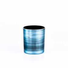 中国 流行的10盎司蓝色玻璃蜡烛罐，带有五颜六色的印刷批发 制造商