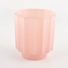 China Popular 10oz vertical stripe glass candle jar pink candle vessels manufacturer