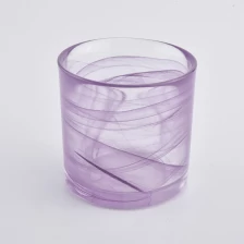 Chiny Popular hand painting glass candle jar purple vessels supplier producent