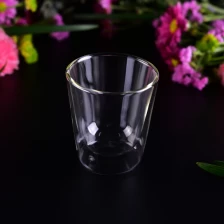 China Popular style V shape clear  double wall glass for wholesale manufacturer