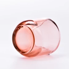 China Popular transparent pink glass candle jar with home decor wholesale manufacturer