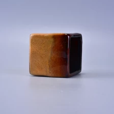 China Pure handmade square ceramic container for candles manufacturer
