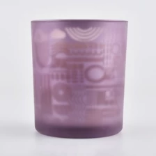 China Purple Spray Laser Engrave Glass Candle Holder manufacturer