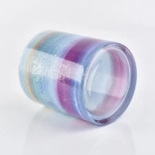 China Rainbow Pattern Hand Blown 750ml Candle Container Wholesale manufacturer