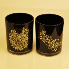porcelana Tarro de vela de cristal negro de oro real al por mayor fabricante