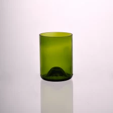 China Recycled cut white bottle candle jars colorine materail glass candle jars manufacturer