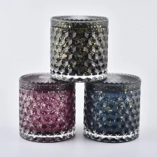 China Red Embossed Glass Candle Jars With Special Decoration manufacturer