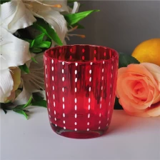 porcelana Roja boca soplada de vela tarro de vidrio decorativo fabricante