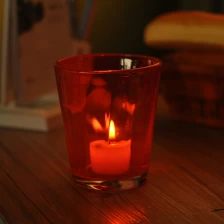 China Red cased glass candle holder for home decoration manufacturer
