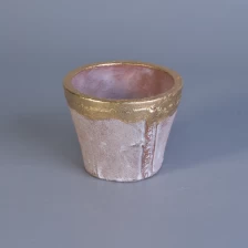 porcelana Cáscara de color rojo popular jarra de vela de concreto con oro pintado fabricante