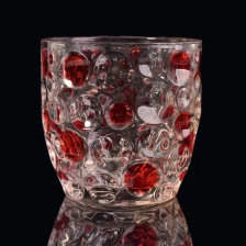porcelana El punto rojo debossed el vaso de cristal para la vela fabricante